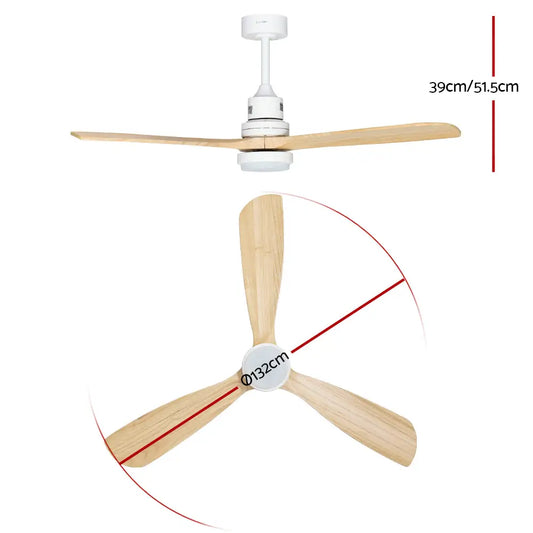 52’’ Ceiling Fan Ac Motor Led Light Remote - Wood
