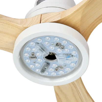 52’’ Ceiling Fan Ac Motor Led Light Remote - Wood