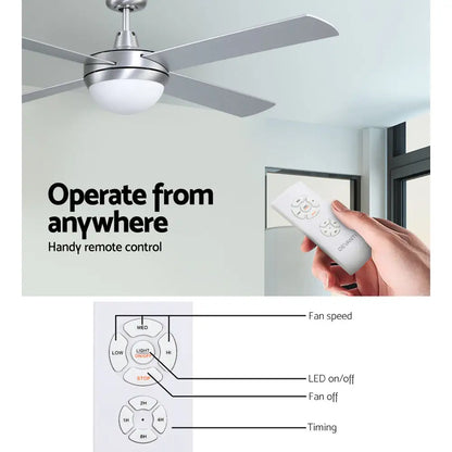 52’’ Ceiling Fan Ac Motor W/light W/remote - Silver