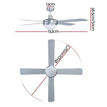 52’’ Ceiling Fan Ac Motor W/light W/remote - Silver