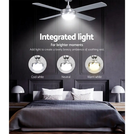 52’’ Ceiling Fan Ac Motor W/light W/remote - Silver