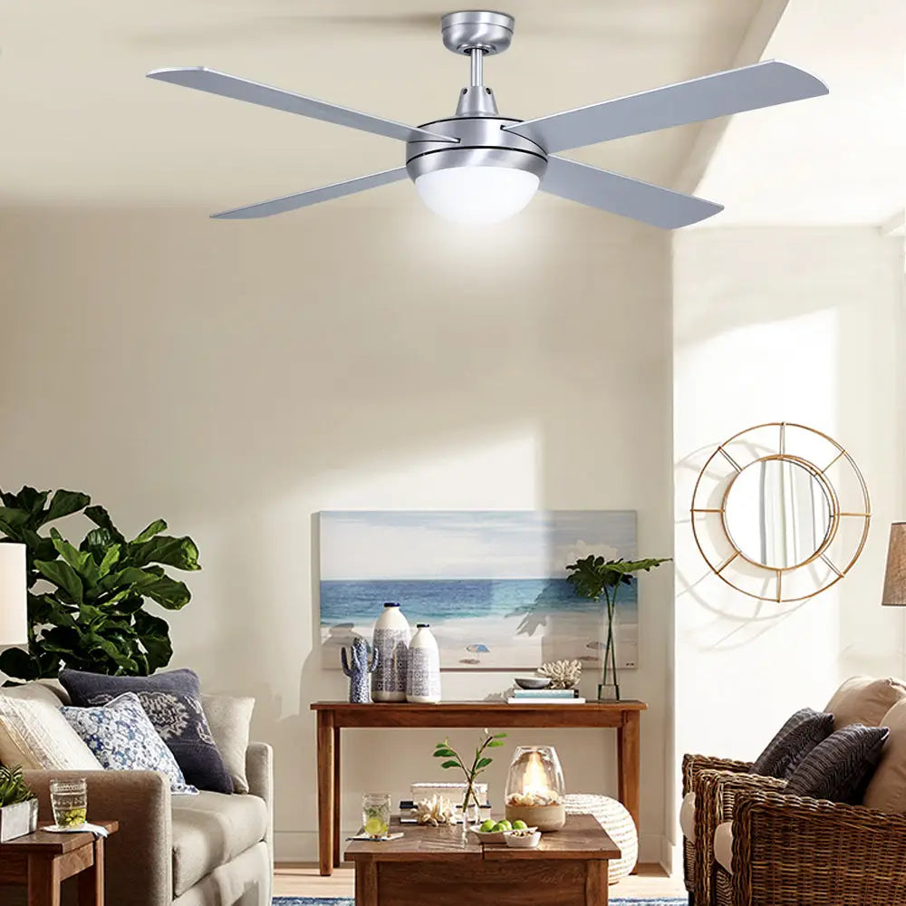 52’’ Ceiling Fan Ac Motor W/light W/remote - Silver