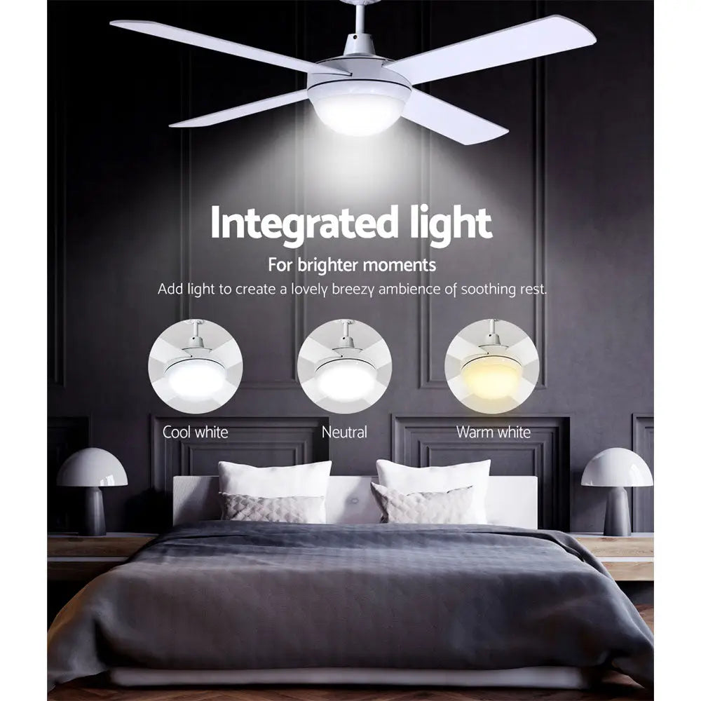 52’’ Ceiling Fan Ac Motor W/light W/remote - White