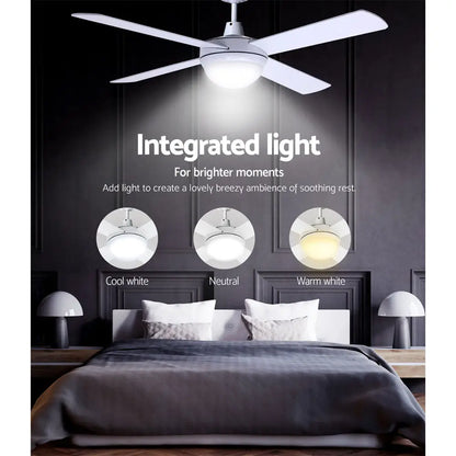 52’’ Ceiling Fan Ac Motor W/light W/remote - White