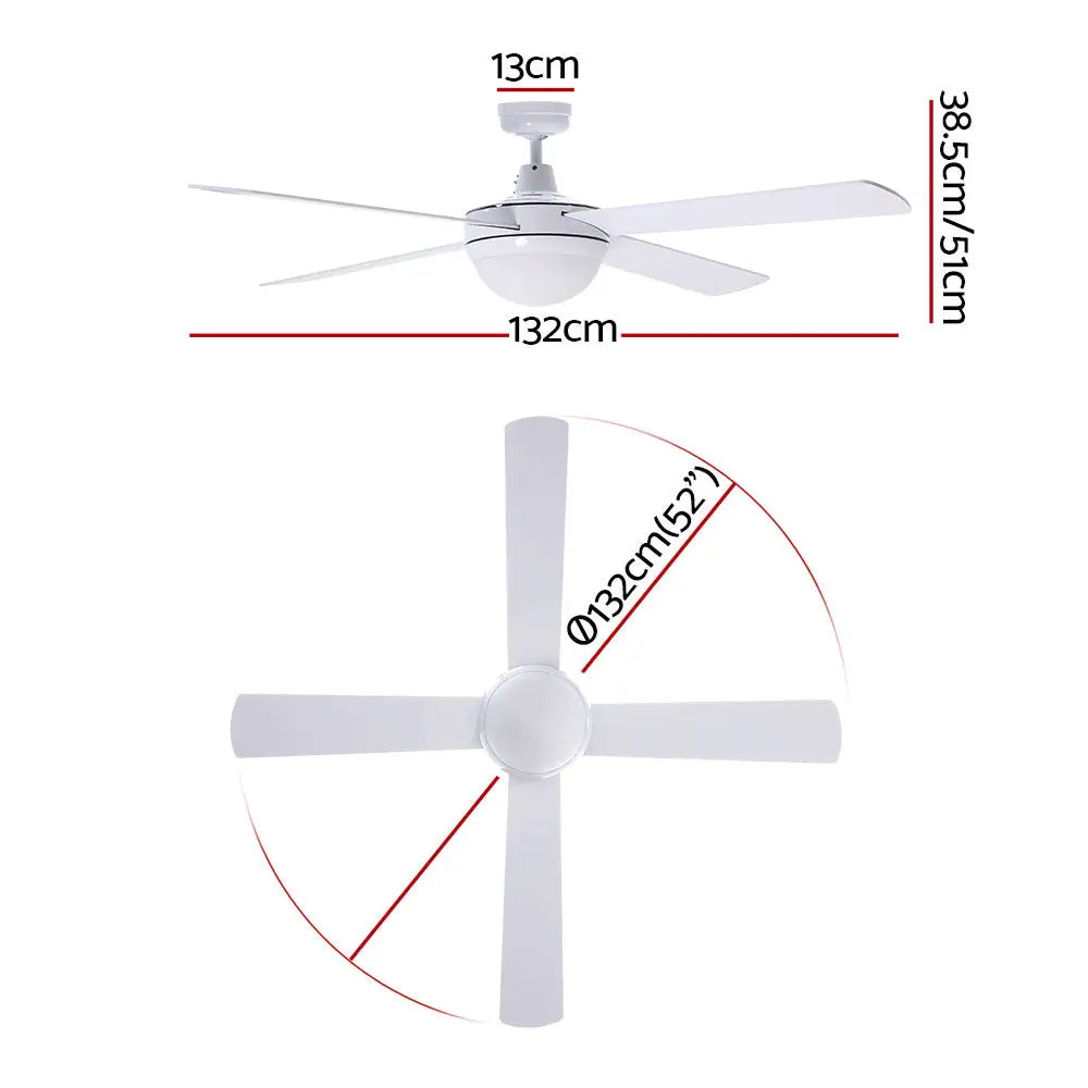 52’’ Ceiling Fan Ac Motor W/light W/remote - White
