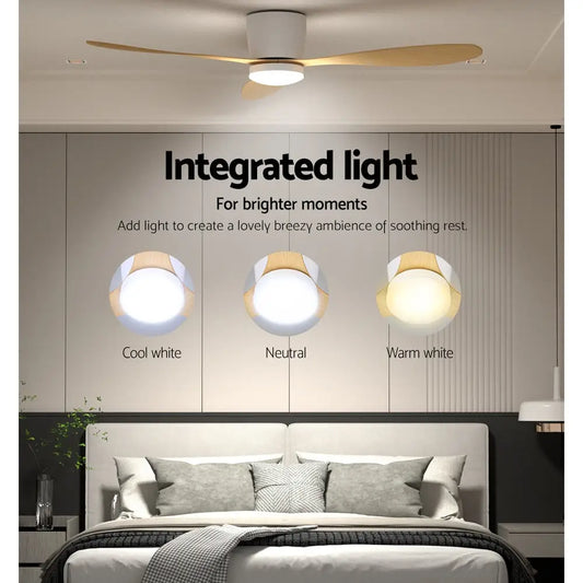 52’’ Ceiling Fan Dc Motor W/light W/remote - Light Wood
