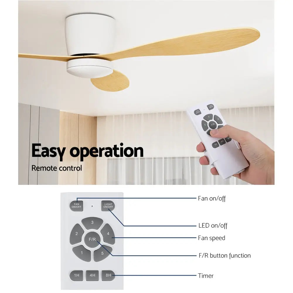 52’’ Ceiling Fan Dc Motor W/light W/remote - Light Wood