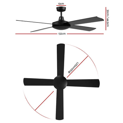 52’’ Ceiling Fan W/remote - Black