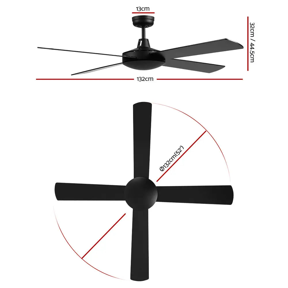 52’’ Ceiling Fan W/remote - Black