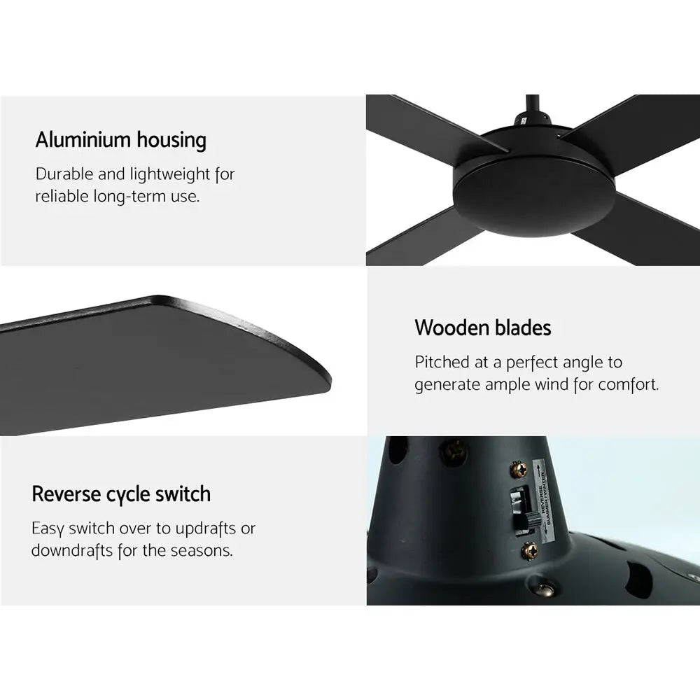 52’’ Ceiling Fan W/remote - Black