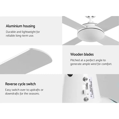 52’’ Ceiling Fan W/remote - White