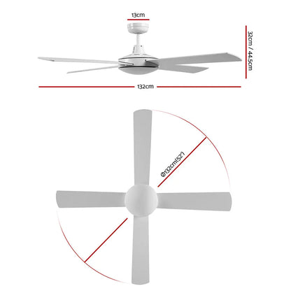 52’’ Ceiling Fan W/remote - White