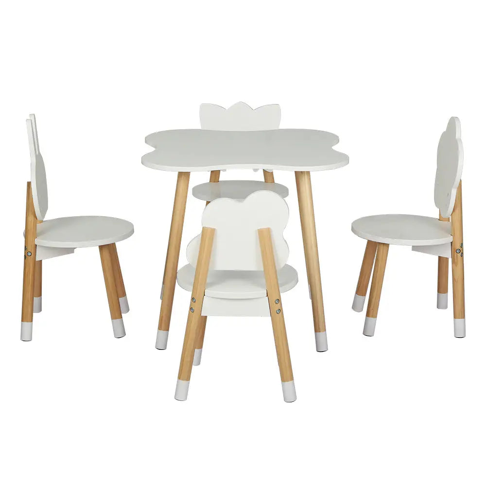 5pcs Kids Table and Chairs Set Children Activity Study Play Desk White