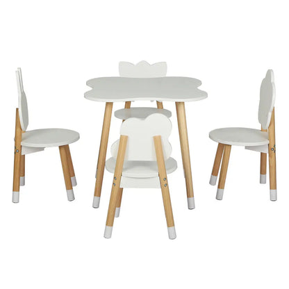 5pcs Kids Table and Chairs Set Children Activity Study Play Desk White