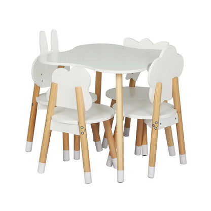 5pcs Kids Table and Chairs Set Children Activity Study Play Desk White