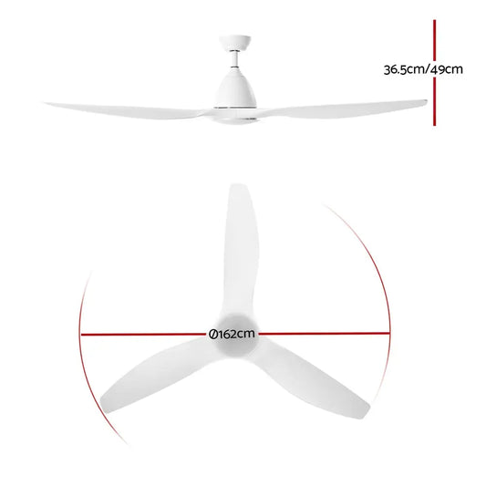 64’’ Ceiling Fan Dc Motor W/light W/remote - White