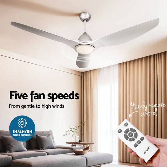 64 Inch Ceiling Fan Dc Motor W/light W/remote - Silver