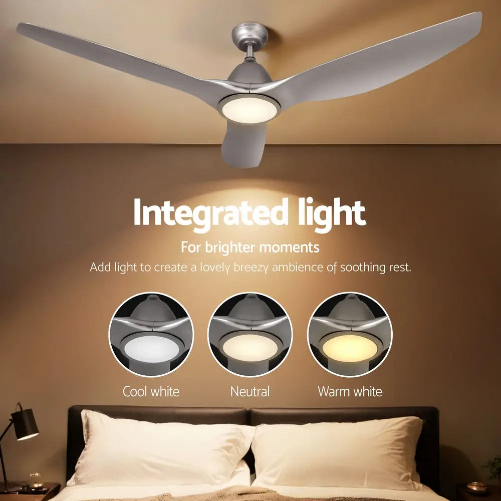 64 Inch Ceiling Fan Dc Motor W/light W/remote - Silver