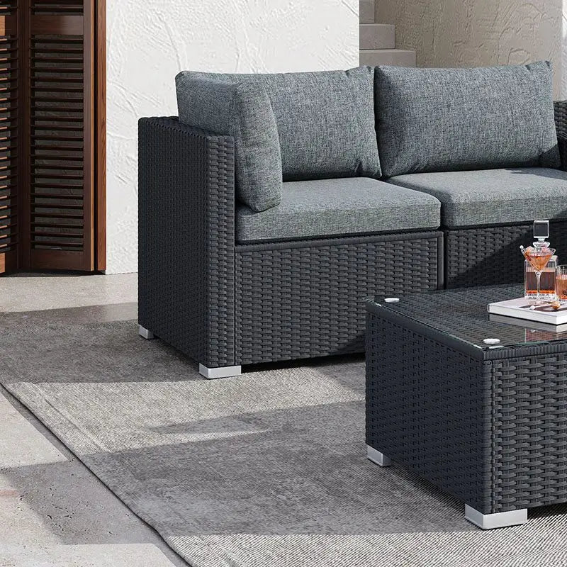 6pcs Outdoor Modular Lounge Sofa Coogee-black