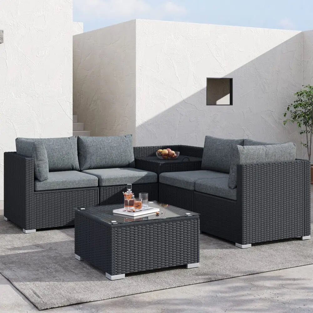 6pcs Outdoor Modular Lounge Sofa Coogee-black