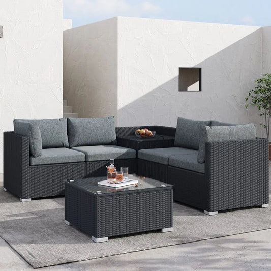 6pcs Outdoor Modular Lounge Sofa Coogee-black