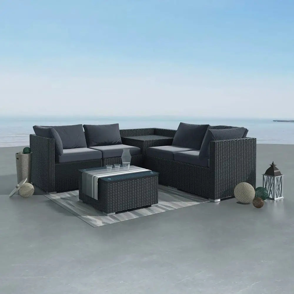 6pcs Outdoor Modular Lounge Sofa Coogee-black