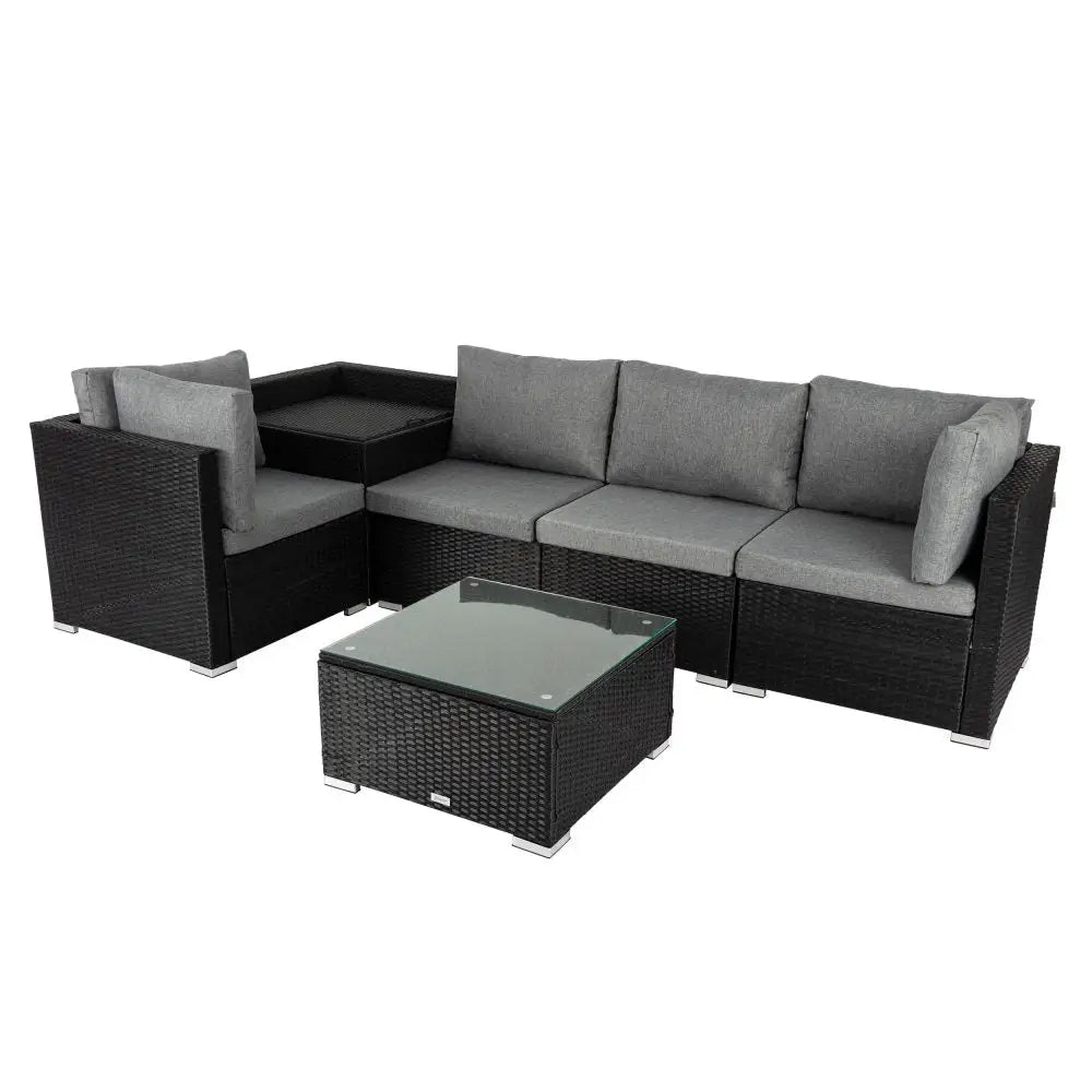 6pcs Outdoor Modular Lounge Sofa Coogee-black