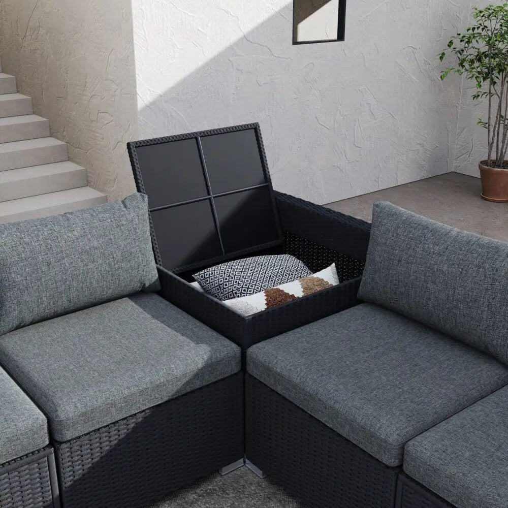 6pcs Outdoor Modular Lounge Sofa Coogee-black