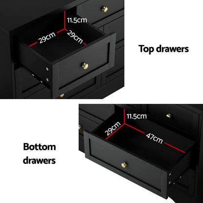 7 Chest of Drawers Dresser Table Black