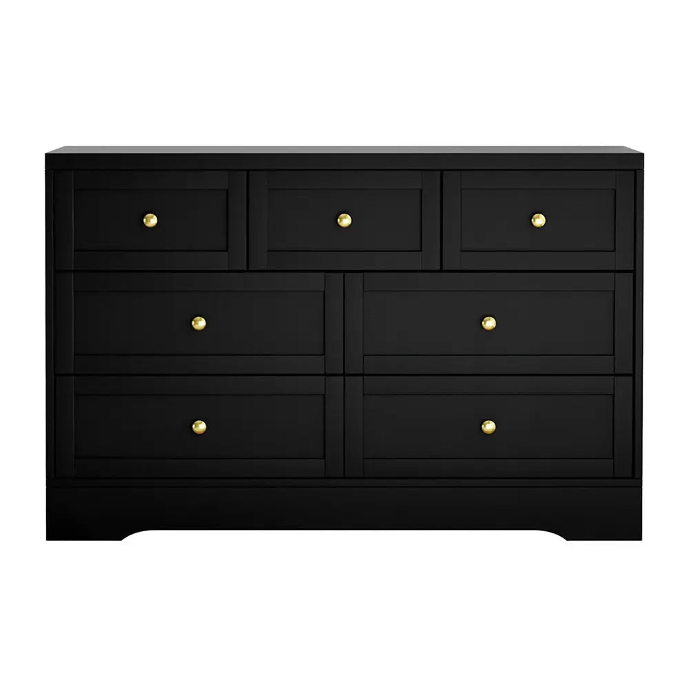 7 Chest of Drawers Dresser Table Black