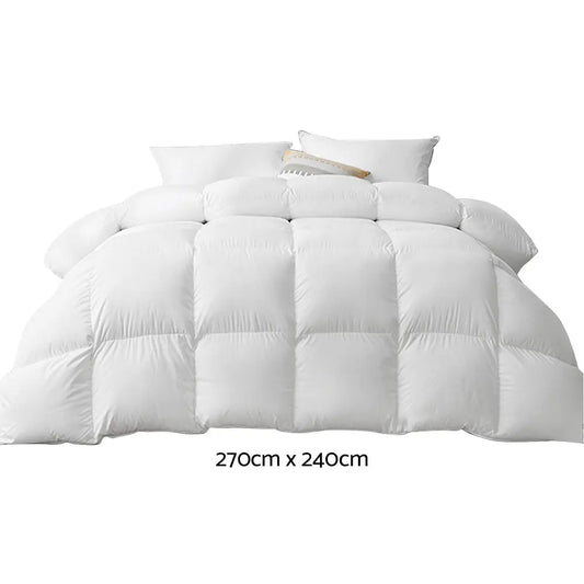 700gsm Goose Down Feather Quilt Super King | White Plush Quilted Comforter Soft