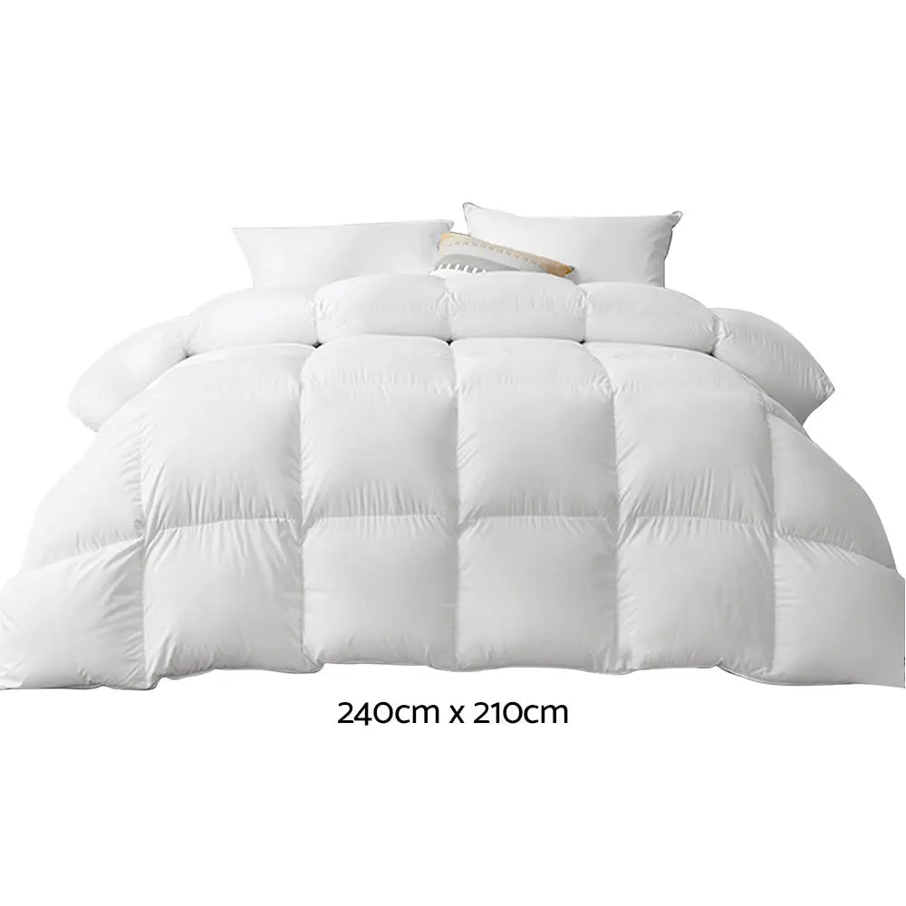 800gsm Goose Down Feather Quilt King | White Plush Quilted Comforter Soft