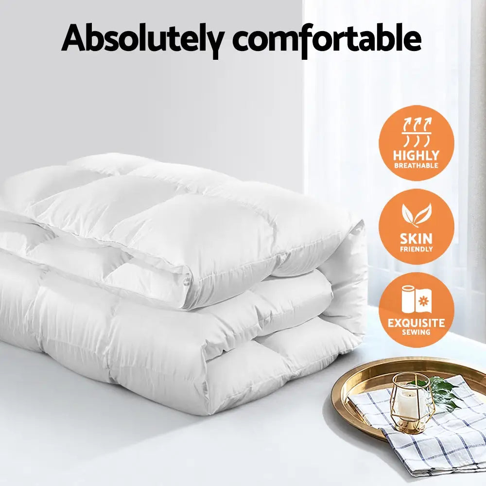 800gsm Goose Down Feather Quilt Queen | White Plush Quilt Soft Puffy