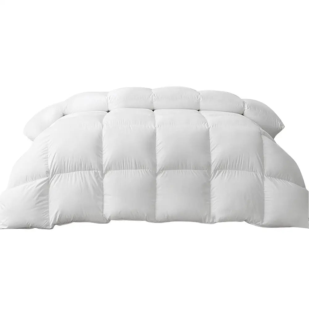 800gsm Goose Down Feather Quilt Queen | White Quilted Comforter Soft Plush