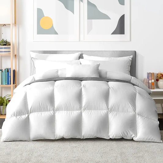 800gsm Goose Down Feather Quilt Super King | White Quilted Comforter Soft Plush