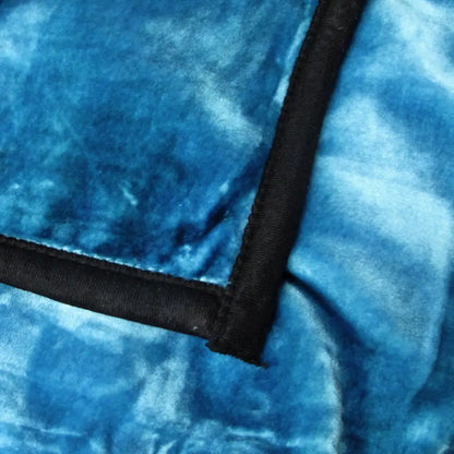 800gsm Luxury Reversible Animal Pattern Mink Blanket Queen 200 x 240 Cm Three Tigers Blue