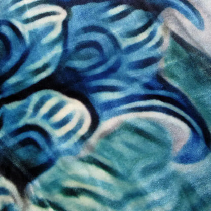 800gsm Luxury Reversible Animal Pattern Mink Blanket Queen 200 x 240 Cm Pretty Peacock Blue