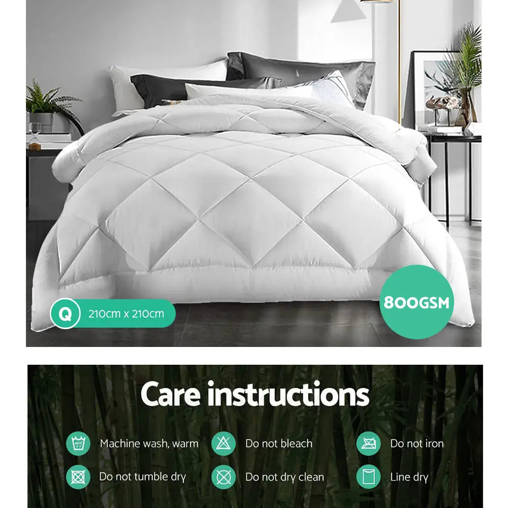 800gsm Microfibre Bamboo Quilt Queen