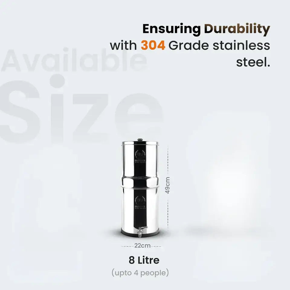 8l Premium Stainless Steel Gravity Water Filter with Tap (smart Carbon Filter)