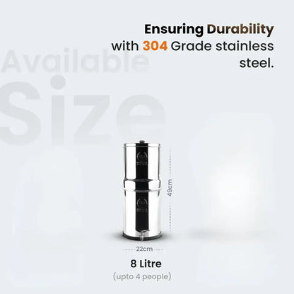 8l Premium Stainless Steel Gravity Water Filter with Tap (smart Carbon Filter)