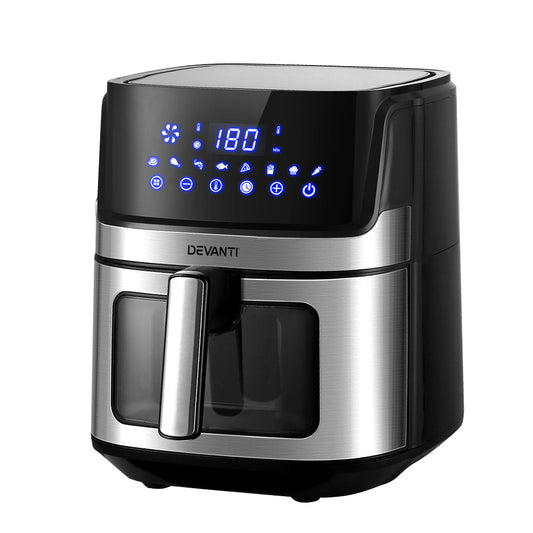Devanti Air Fryer 6.5L LCD Fryers Clear Window - Appliances > Kitchen Appliances