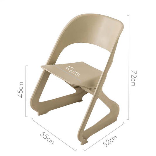 In Set of 4 Dining Chairs Office Cafe Lounge Seat Stackable Plastic Leisure Chairs Beige