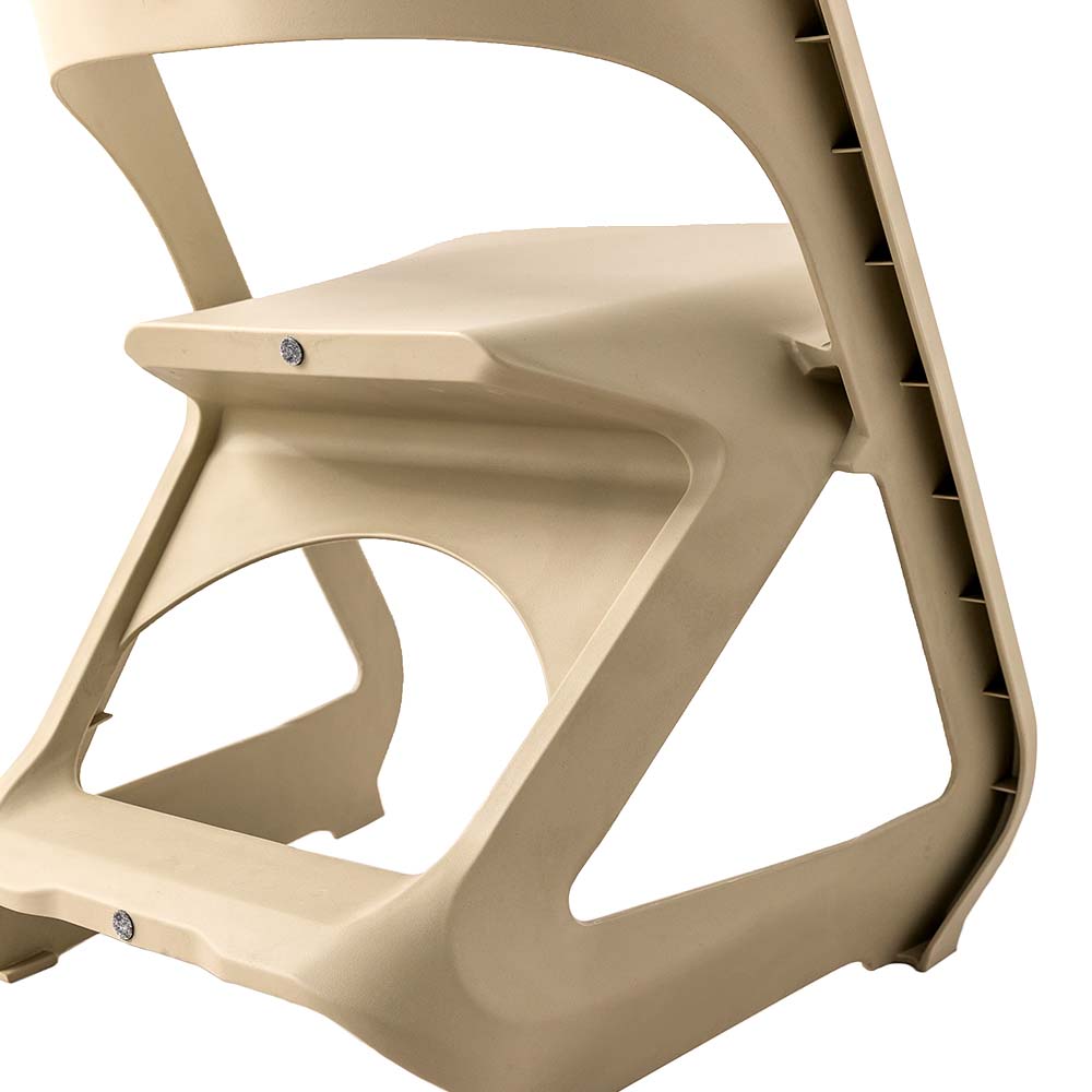 In Set of 4 Dining Chairs Office Cafe Lounge Seat Stackable Plastic Leisure Chairs Beige