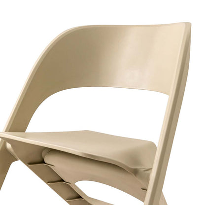 In Set of 4 Dining Chairs Office Cafe Lounge Seat Stackable Plastic Leisure Chairs Beige