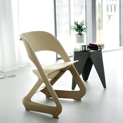 In Set of 4 Dining Chairs Office Cafe Lounge Seat Stackable Plastic Leisure Chairs Beige