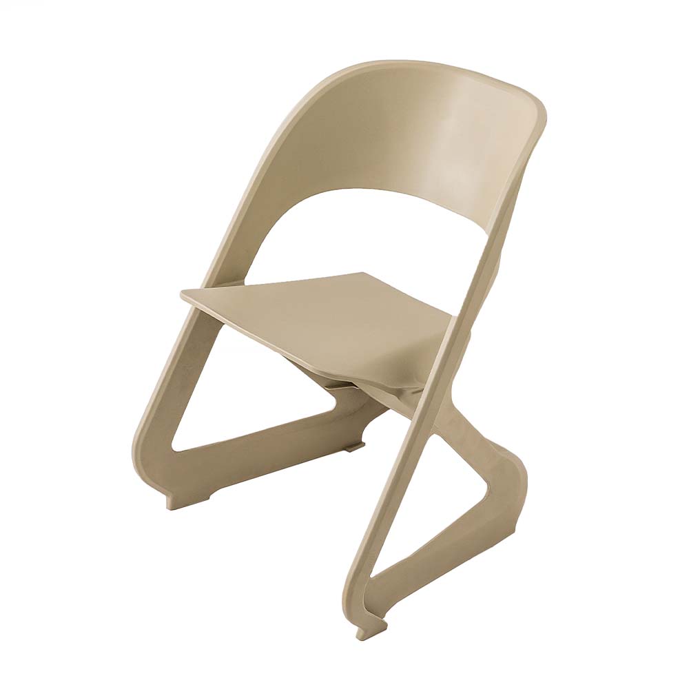 In Set of 4 Dining Chairs Office Cafe Lounge Seat Stackable Plastic Leisure Chairs Beige
