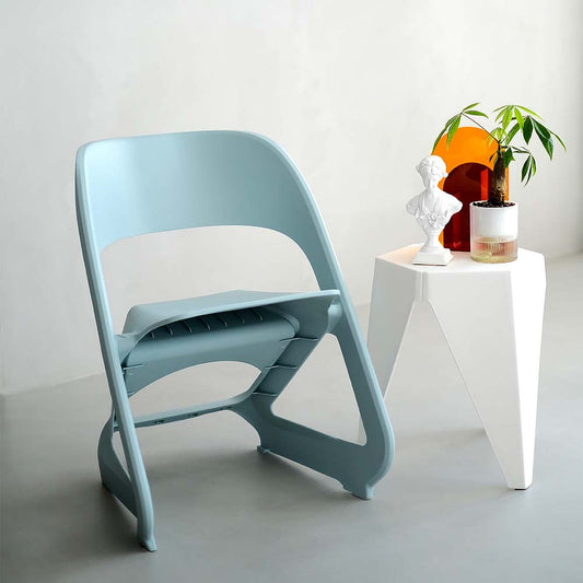 In Set of 4 Dining Chairs Office Cafe Lounge Seat Stackable Plastic Leisure Chairs Blue