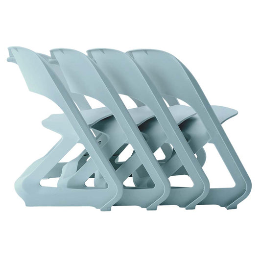 In Set of 4 Dining Chairs Office Cafe Lounge Seat Stackable Plastic Leisure Chairs Blue