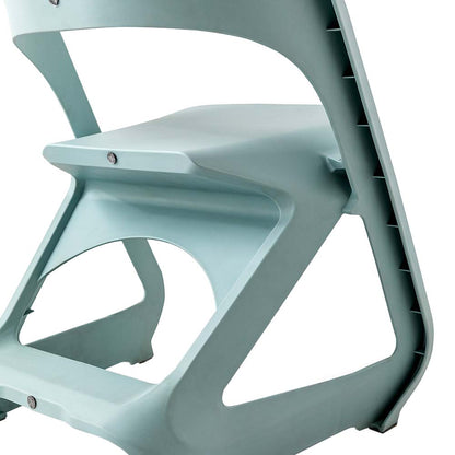 In Set of 4 Dining Chairs Office Cafe Lounge Seat Stackable Plastic Leisure Chairs Blue