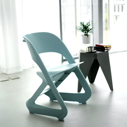 In Set of 4 Dining Chairs Office Cafe Lounge Seat Stackable Plastic Leisure Chairs Blue